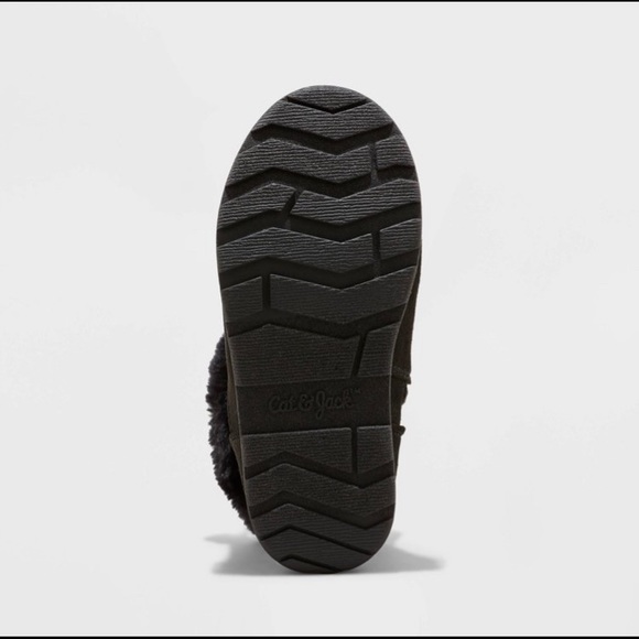 Toddler Girls Emani Zipper Slip On Black Boots with Fur - Picture 3 of 4